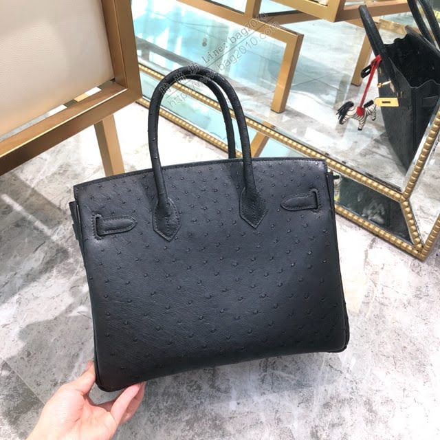 Hermes女包 愛馬仕Birkin30cm Hermes鉑金包 進口k級鴕鳥皮 手工蠟線縫製 Hermes鴕鳥皮手提女包  am1987